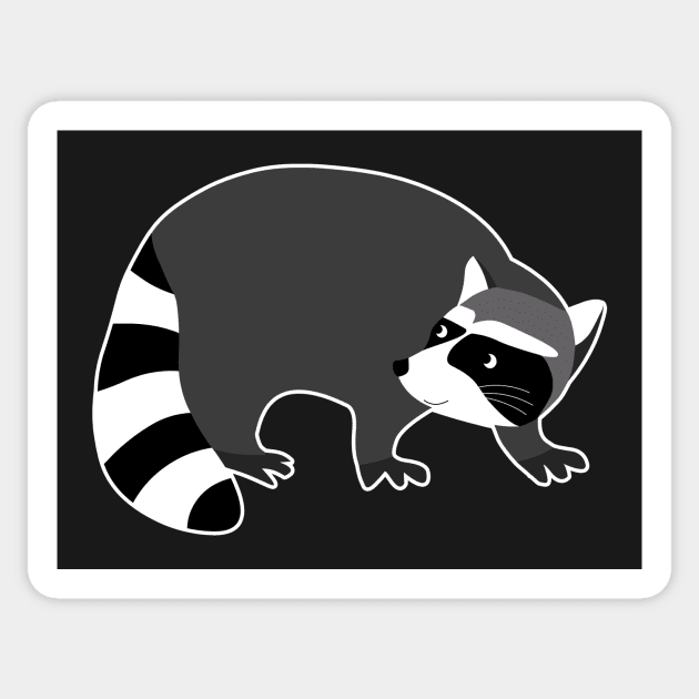 Black and white raccoon w outline Sticker by Hayh0